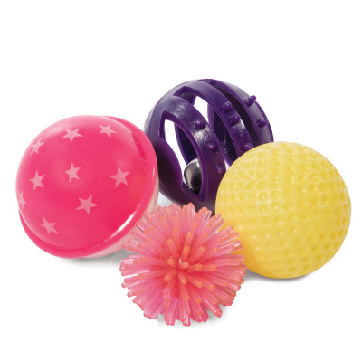 Набор игрушек (Triol) XW7018 для кошек: 4 мяча (d4,5см; d4,5см; d3,5см; d4см)