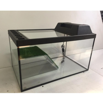 Террариум (Голдфиш) 40л прямоугольный + крышка + диодная лампа + мостик декоративный