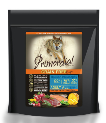 Primordial 0,4кг форель, утка беззерновой сухой для собак (011546) Primordial 0,4кг форель, утка беззерновой сухой для собак (011546)