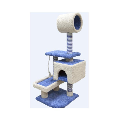 Домик (Зооник) двухцветный, высоковорсный ковролин, синий (56х70х14.5см)