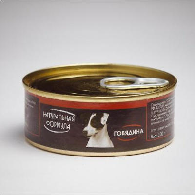 Натуральная формула 100г Говядина консервы д/собак (072424)