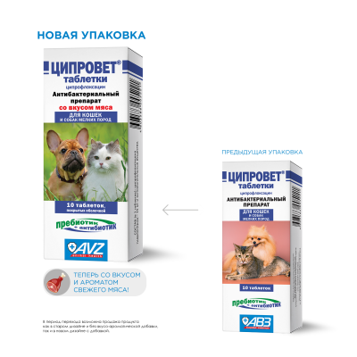 Ципровет 10таб. антибактериальный препарат для кошек и мелких собак 1т/3кг (ЛИЦЕНЗИЯ)