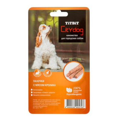 ТитБит снек City Dog палочки с мясом кролика - Б2-S, 70г