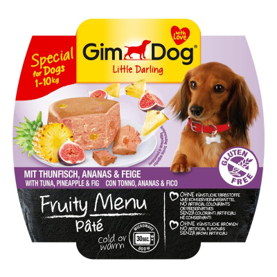 Джимдог (Gimdog) Fruity Menu Паштет 100г тунец, ананас и инжир консервы д/собак (512310)