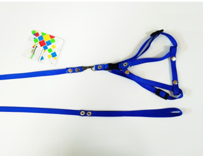 Шлейка+поводок (PerseiLine) быстросъемная для кошек и маленьких собак, нейлон голубой