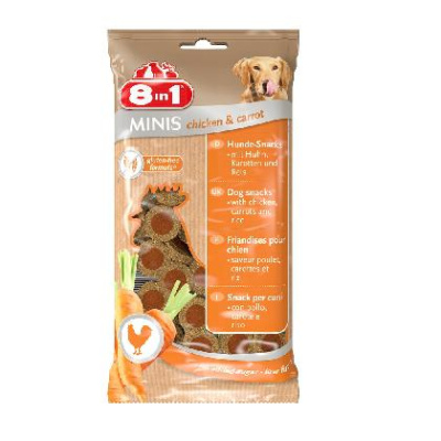 Лакомство (8in1) Minis курица/морковь для собак, 100г