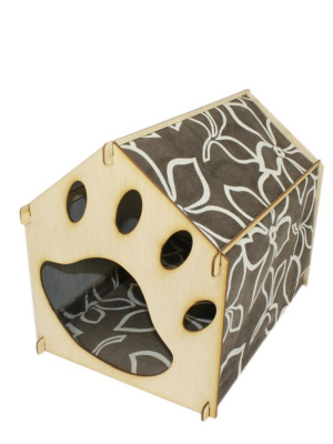 Домик (Меридиан) Котенок фанера, ткань (30*43,5*35) кофейная мелодия для кошек