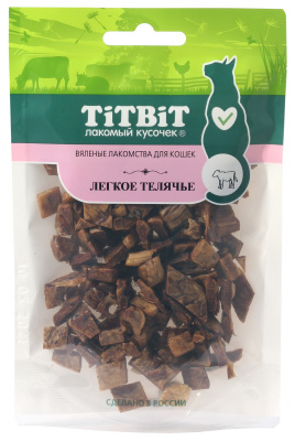 TiTBiT 0,02кг вяленые лакомства Легкое телячье для кошек