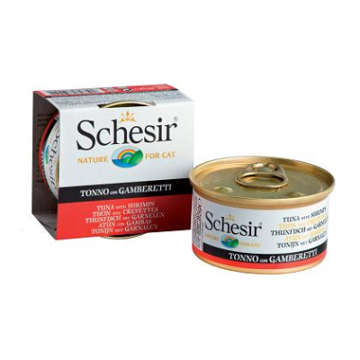 Schesir 0.085 тунец+креветки консервы д/кошек