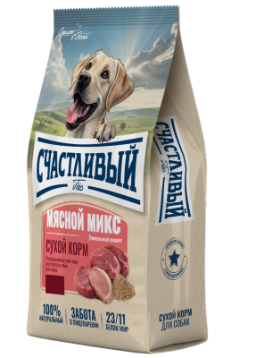 Счастливый пес 10кг мясной микс сухой для собак всех пород (550328) 