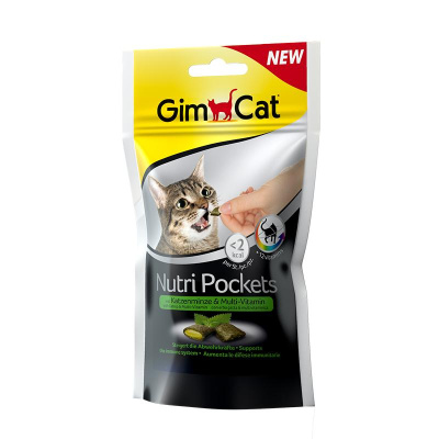 Джимкет (Gimcat) вит. лакомство Nutri Pockets 60г, подушечки с кошачьей мятой и мультивит. д/кошек