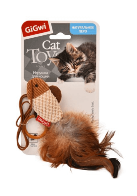 Дразнилка (GiGWi) 75026 Рыбка на палец с кольцом 7см для кошек, серия FEATHER TEASER