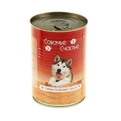 Собачье счастье 750г Говяжьи потрошки с рисом консервы д/собак (072158)