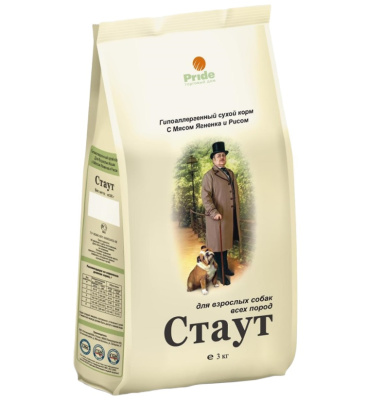 Стаут 3кг гипоаллергенный с ягненком и рисом сухой корм для собак всех пород (770617)  
