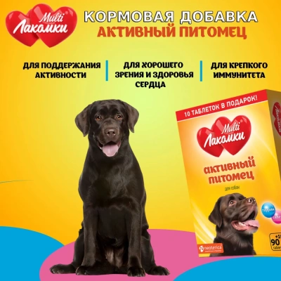 Мульти Лакомки 0,05кг Активный питомец 100таб для собак кормовая добавка