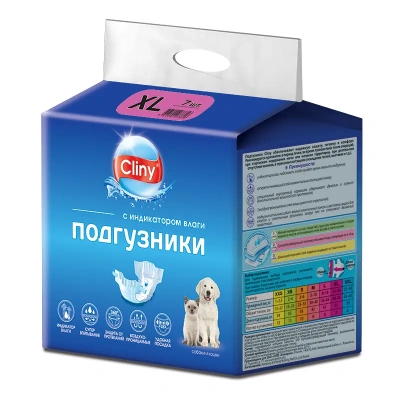 Подгузники (Cliny) XL 15-30 кг, 40-45см (7шт) для собак и кошек Подгузники (Cliny) XL 15-30 кг, 40-45см (7шт) для собак и кошек